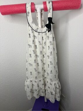 Mary Engelbreit White Dress with Black Puppy Print and Bow